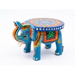 Funwood Games Handcrafted Multi Color Wooden Elephant Decorative Showpiece Stool