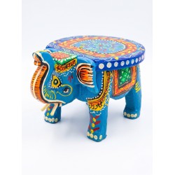 Funwood Games Handcrafted Multi Color Wooden Elephant Decorative Showpiece Stool