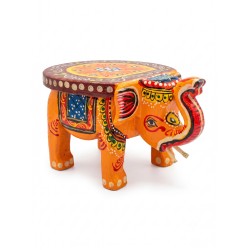 Funwood Games Handcrafted Multi Color Wooden Elephant Decorative Showpiece Stool