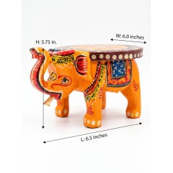 Funwood Games Handcrafted Multi Color Wooden Elephant Decorative Showpiece Stool