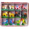 Funwood Games Multicolored Handcrafted Banaras Wooden Animal Toys Set of 12,Wooden Animal Figurines for Kids,Pretend-Play Toys