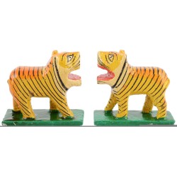 Funwood Games Multicolored Handcrafted Banaras Wooden Animal Toys Set of 12,Wooden Animal Figurines for Kids,Pretend-Play Toys