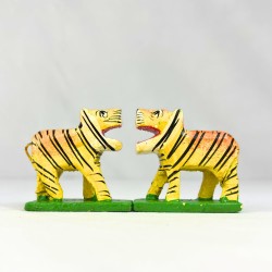 Funwood Games Multicolored Handcrafted Banaras Wooden Animal Toys Set of 12,Wooden Animal Figurines for Kids,Pretend-Play Toys